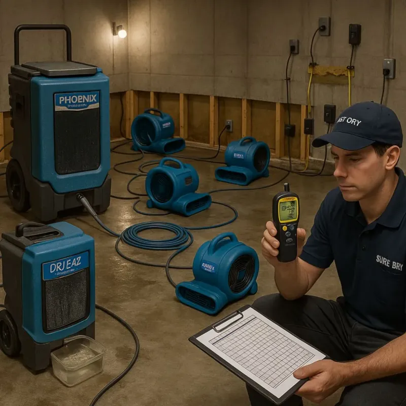 Structural Drying and Dehumidification process in Garland, ME
